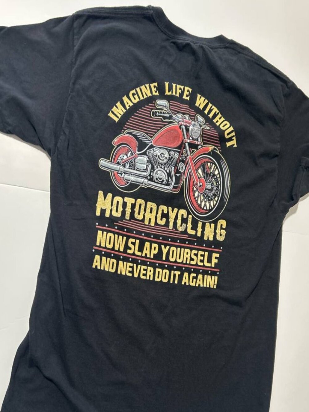 Hanes Motorcycle Biker Graphic T-Shirt Black L